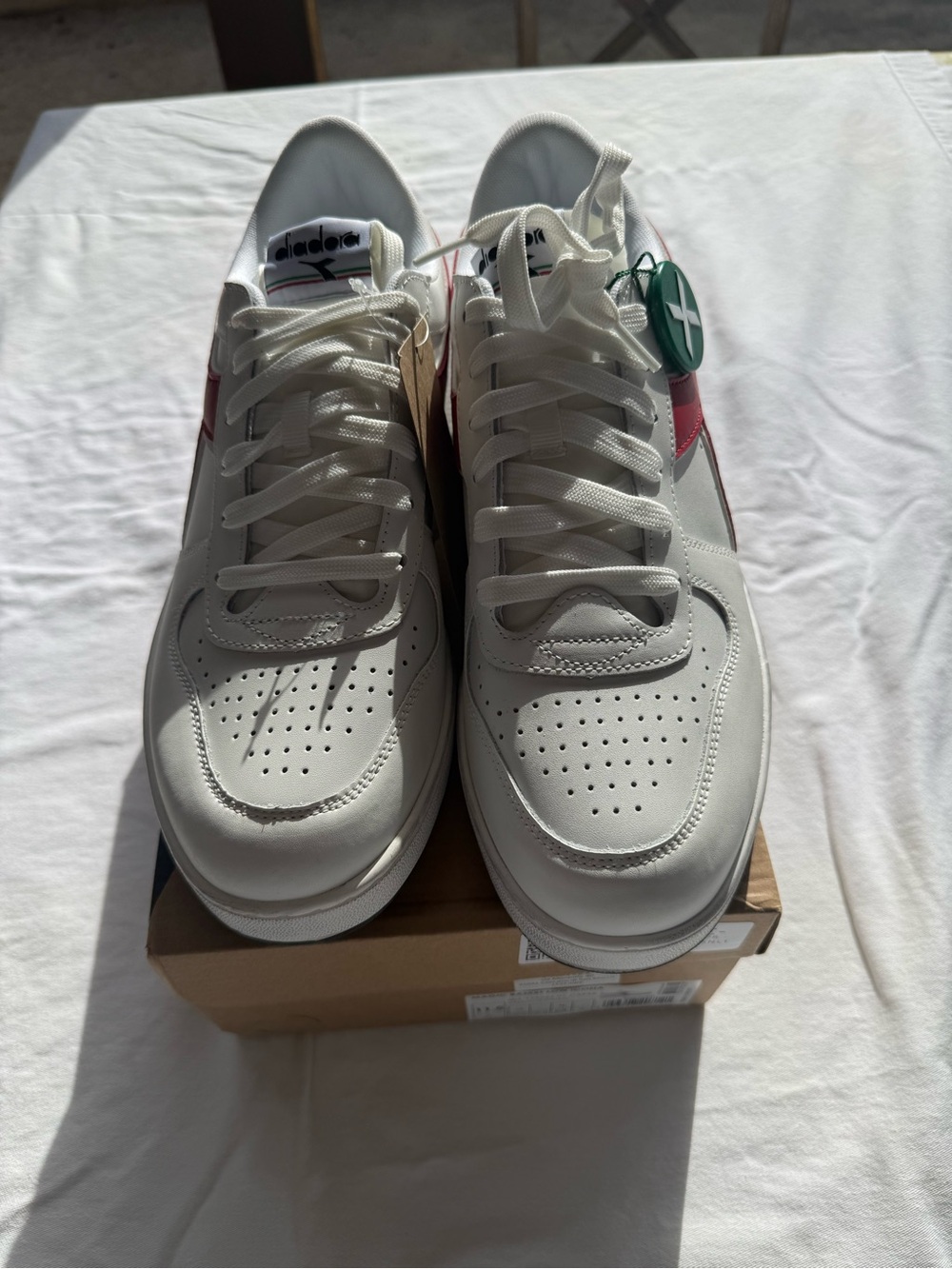 Diadora White Sneakers with Pink Side Accent